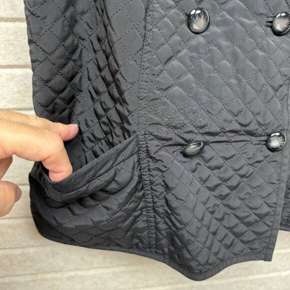 Talbots Women’s Quilted Black Vest M Double-Breasted Button Front - Picture 3 of 10